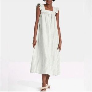A New Day Striped Dress with Ruffle Sleeves